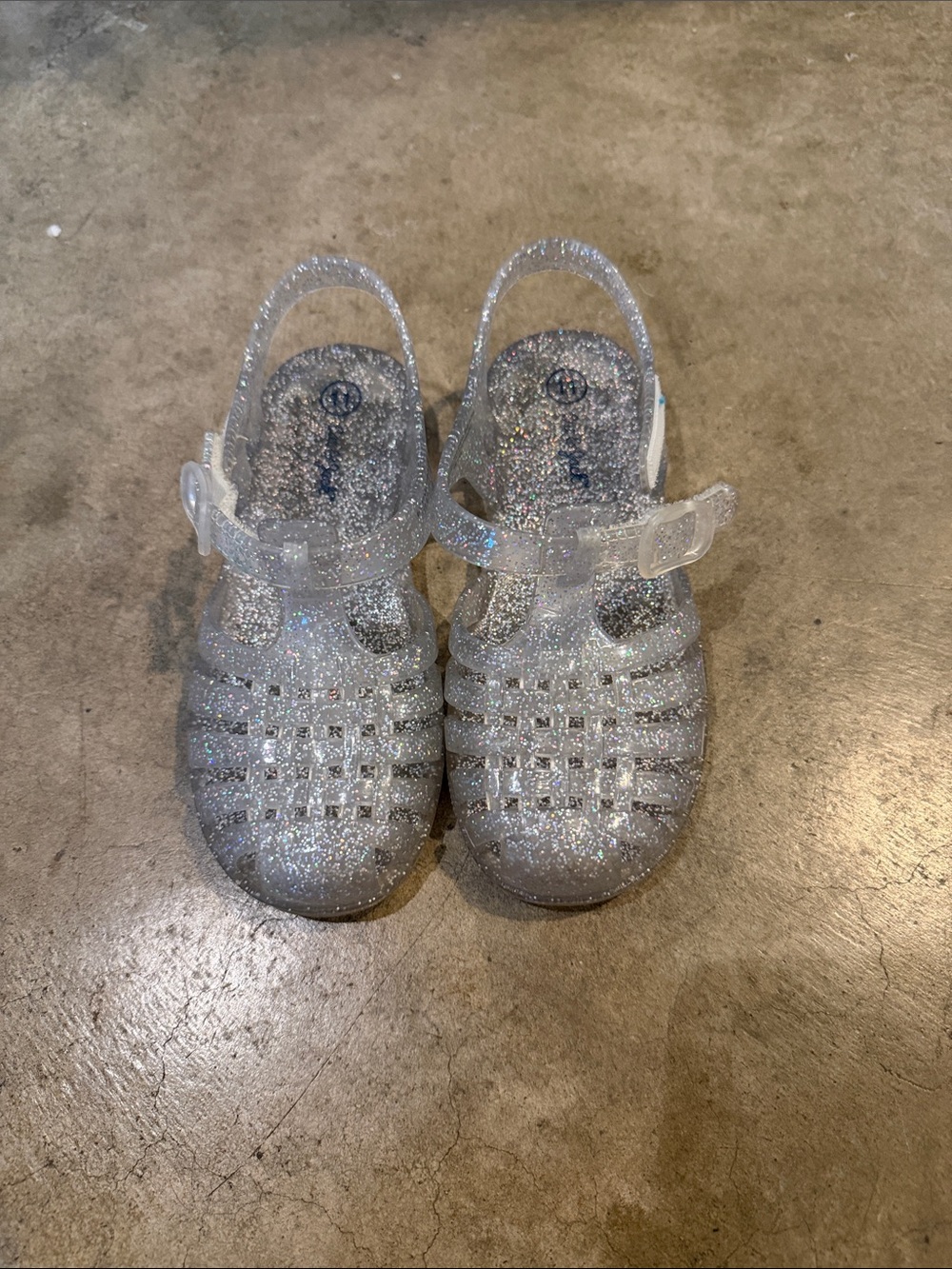 Cat & Jack Clear Glitter Jelly Sandals - Silver Sparkle